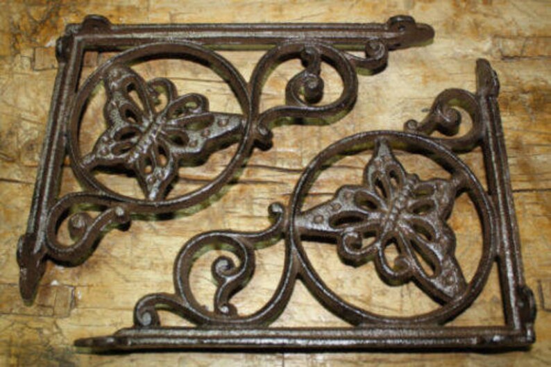 2 Cast Iron NAUTICAL SEAHORSE Brackets Garden Braces Shelf Bracket Book Beach