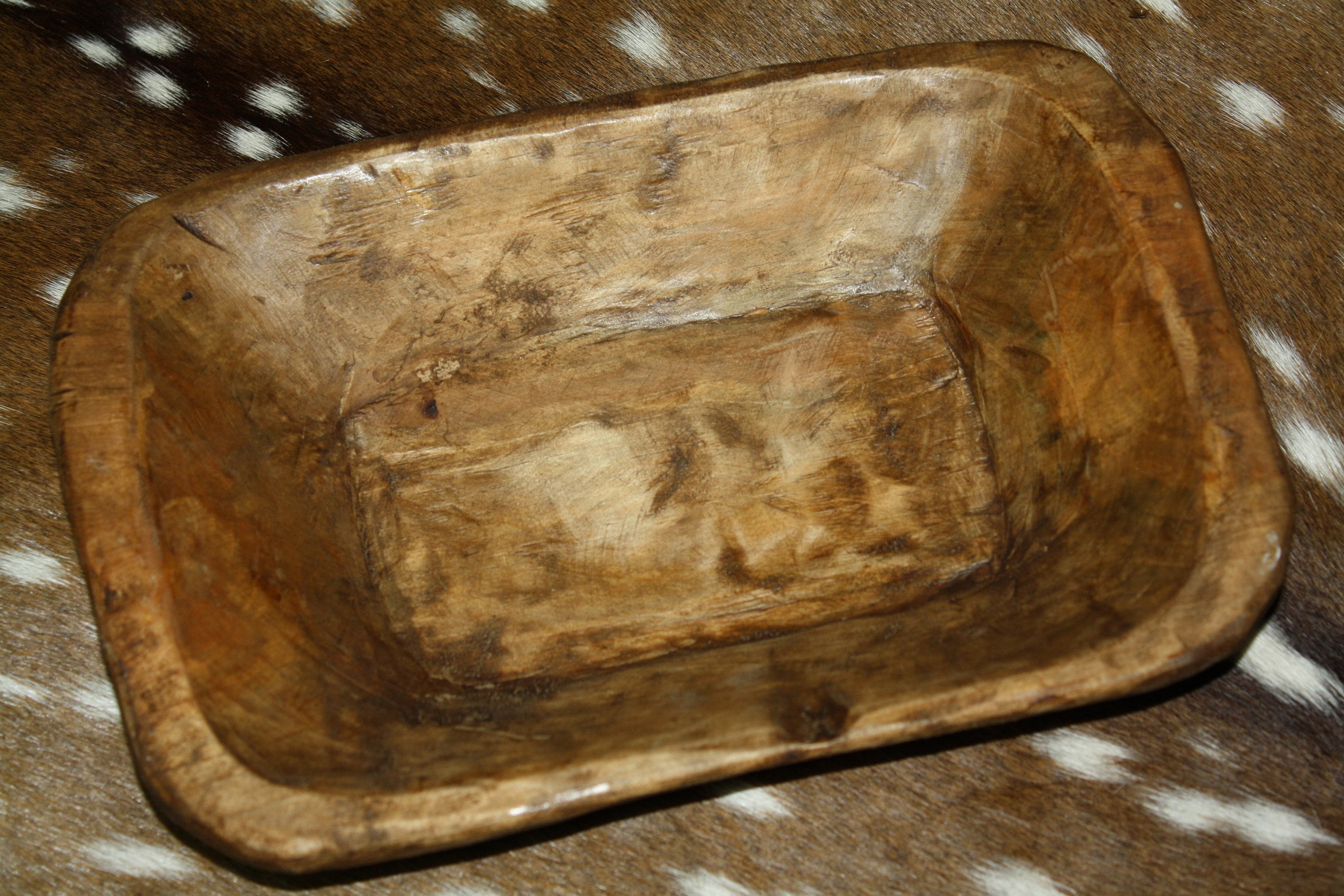 Carved Wooden Dough Bowl Primitive Wood Trencher Tray Rustic Etsy