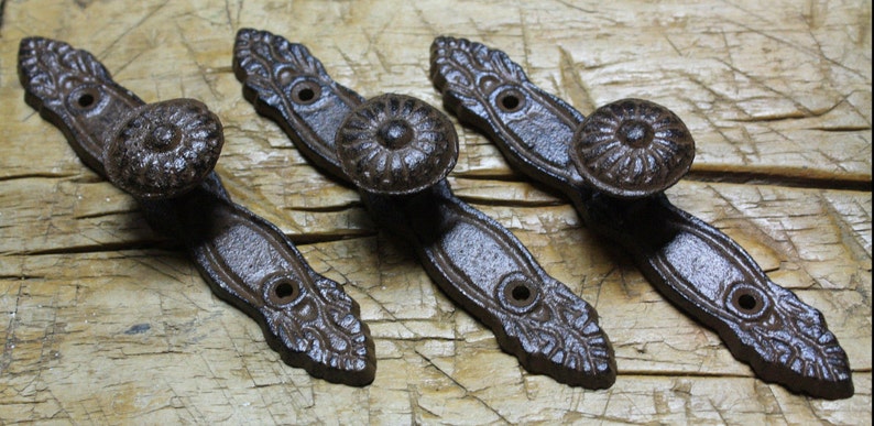 8 Cast Iron Antique Style Barn Handle Drawer Pull Shed Door Handles BACK PLATE