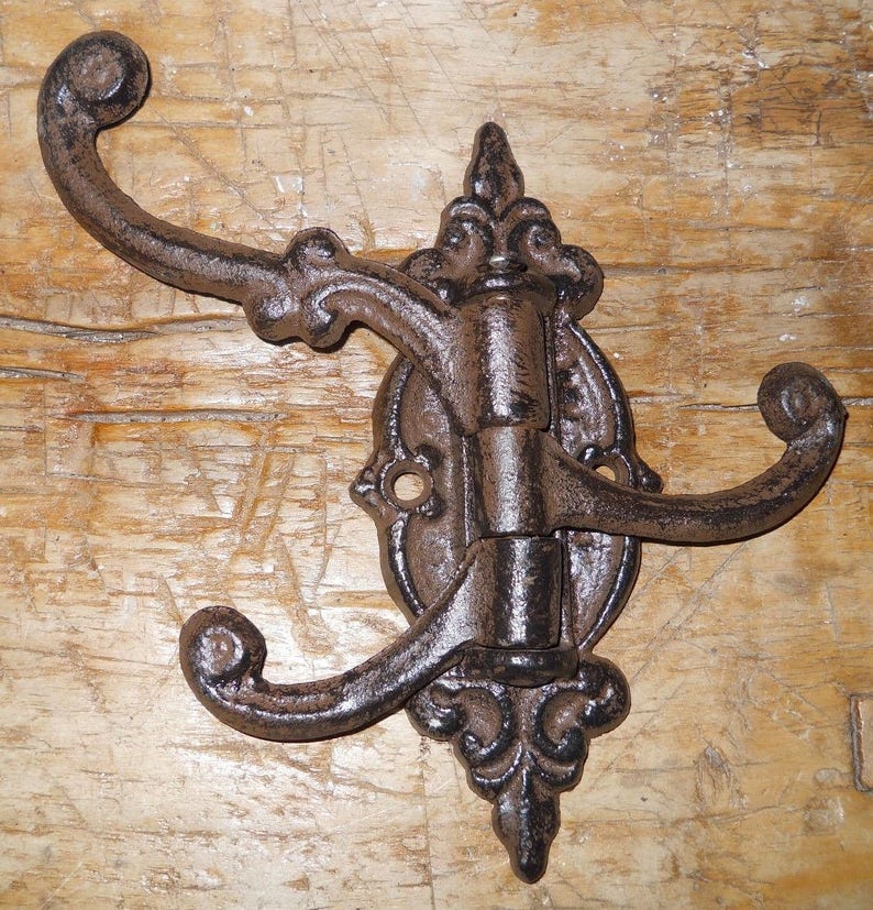 1 Cast Iron Antique Style SWIVEL Coat Hooks Hat Hook Rack Hall | Etsy