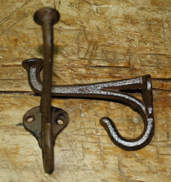 1 Cast Iron Tack Saddle Hook Style Coat Hooks Hat Hook Rack Hall Tree BROWN