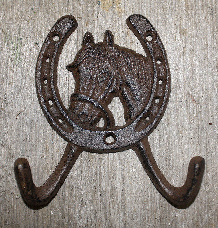 Cast Iron Rustic Ranch HORSE HEAD 2 HOOK Coat Hooks Rack Towel Etsy