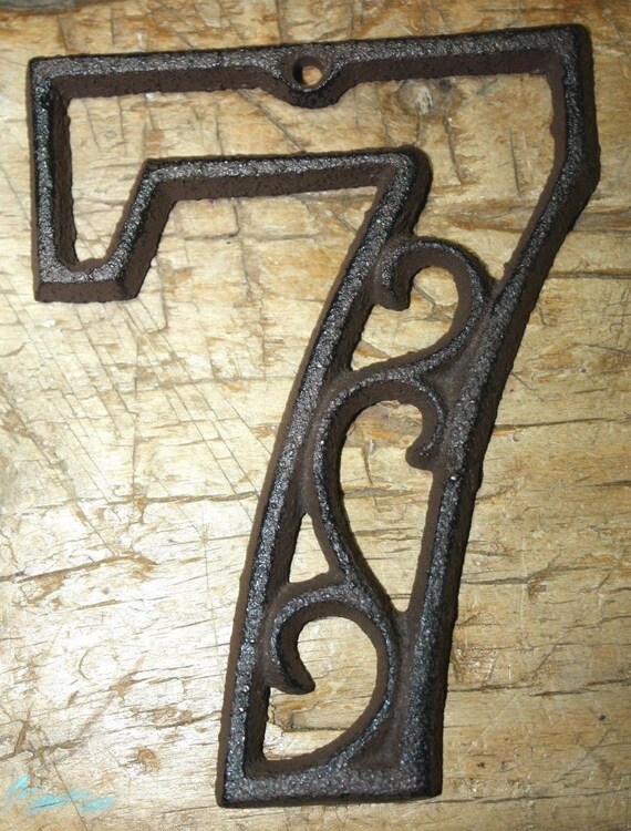 Rustic BROWN Cast Iron Metal House Numbers Street Address 4 INCH Phone #/'s 2