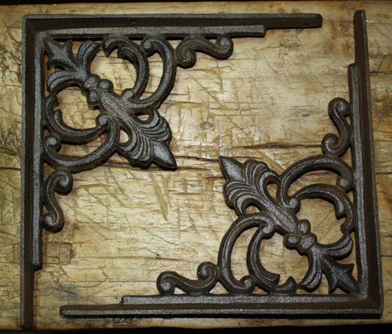 Garden Braces RUSTIC Shelf Bracket 2 Cast Iron Antique Style HEART Brackets
