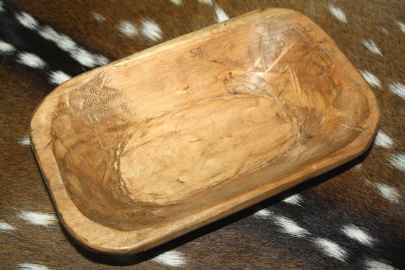 * Carved Wooden Dough Bowl Primitive Wood Trencher Tray Rustic Home Decor 8-10/"