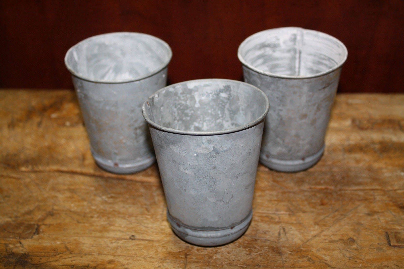 6 GALVANIZED Candle Holder Primitive TIN CUP Votives Candles 4 Etsy