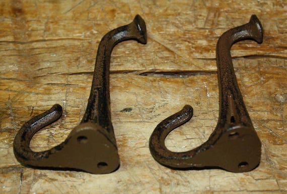 1 Cast Iron Tack Saddle Hook Style Coat Hooks Hat Hook Rack Hall Tree BROWN