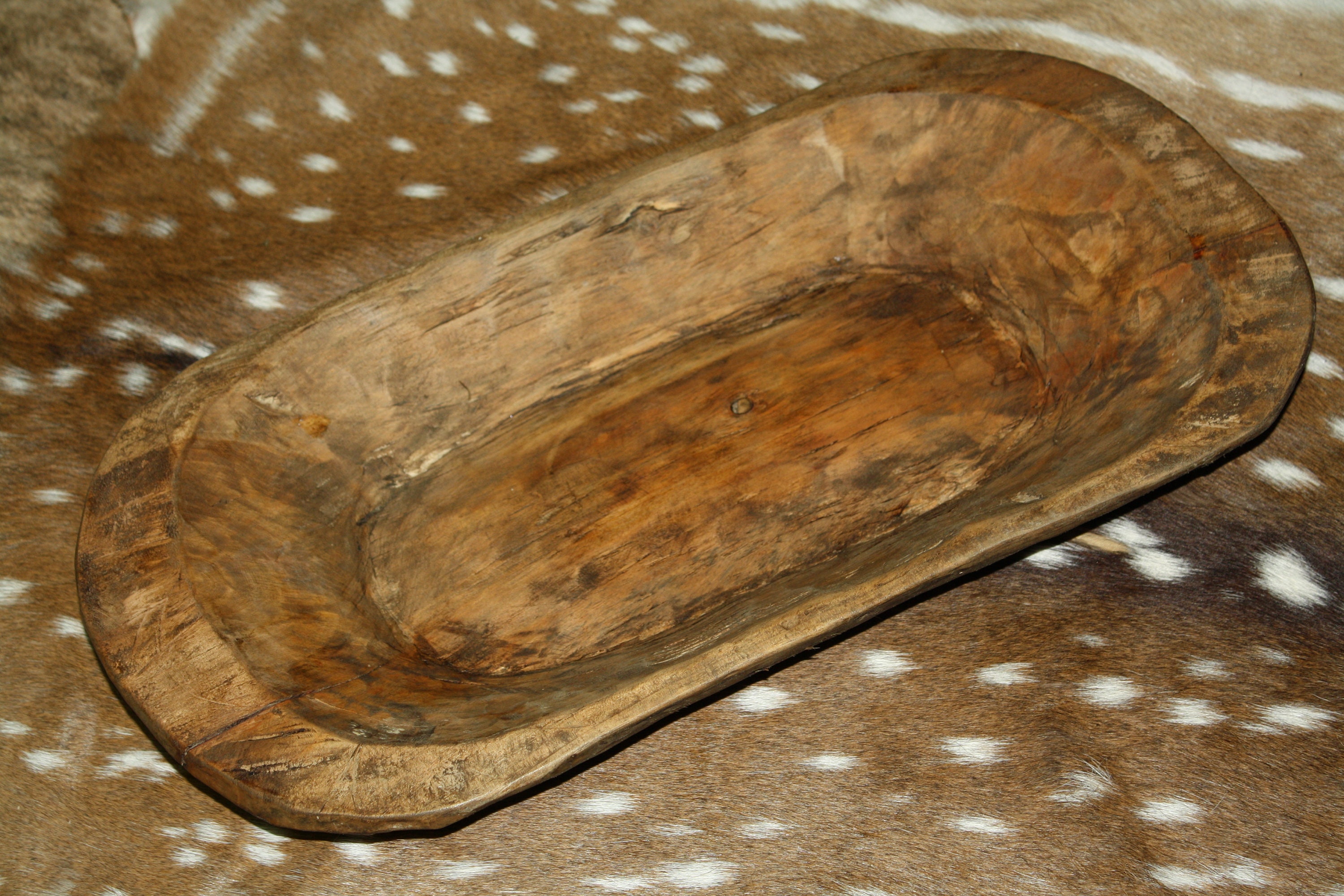 Carved Wooden Dough Bowl Primitive Wood Trencher Tray Rustic Etsy