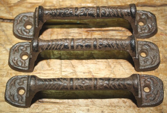 Shed 4 Cast Iron Antique Style RUSTIC Barn Handle Gate Pull Door Handles