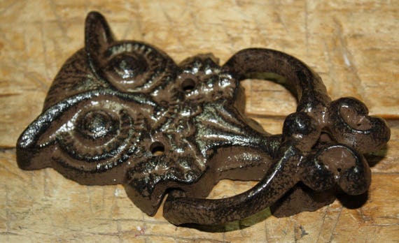 Cast Iron Antique Style Rustic Hoot Owl Door Knocker Brown Etsy