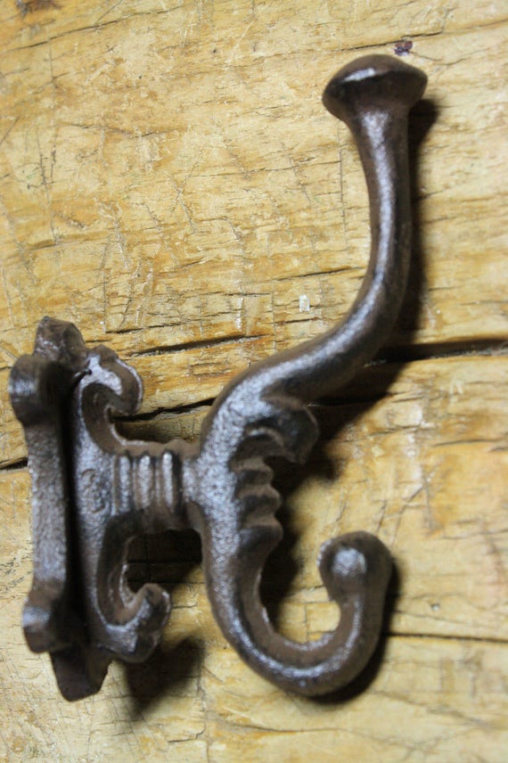 10 Cast Iron Antique Style SWIVEL Coat Hooks Hat Rack Tree Restoration Hardware