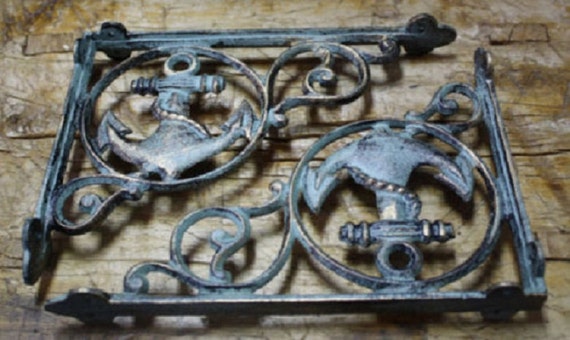 10 Cast Iron NAUTICAL ANCHOR Brackets Garden Braces Shelf Bracket PIRATES SHIP