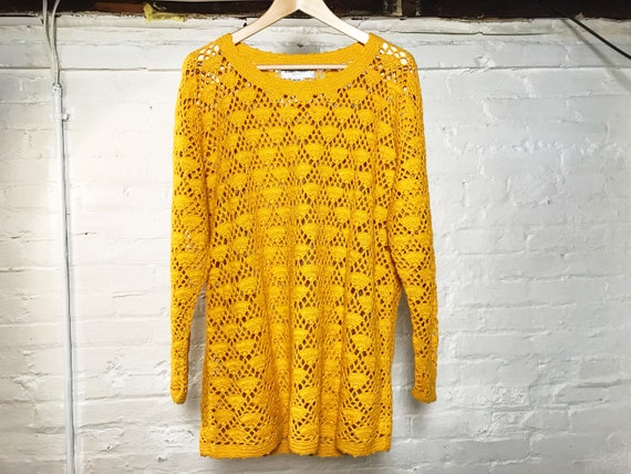 Yellow Crochet Oversized Sweater