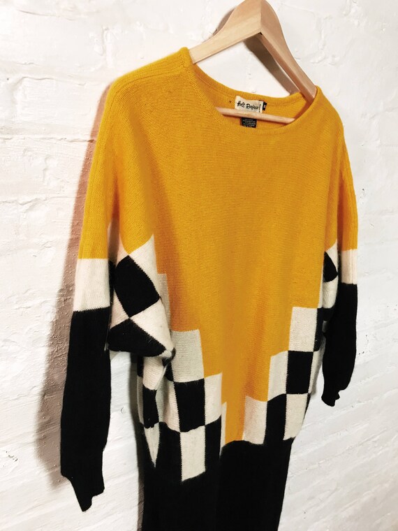 Sweater Dress Wool Angora Blouson Dolman Sleeve Ho