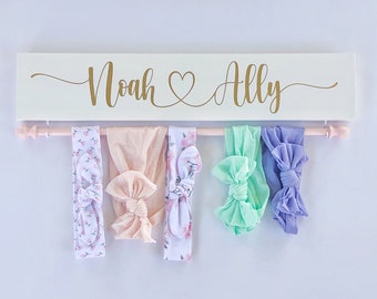 Personalized Bow & Headband Holder With Personalized Bow 