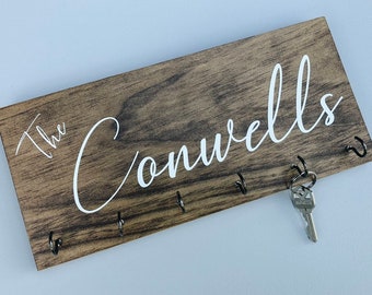 Key Hanger - Housewarming Gift - Personalized Key Hanger - Personalized Housewarming Gift - Newlywed Gift - Last Name Sign