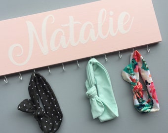Personalized Headband Holder – Baby Girl Nursery Decor, Bow Organizer