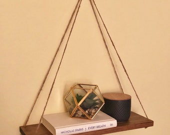 Hanging Shelf Set of 2 - Swing Shelf - Floating Shelf - Wooden Shelf - Suspended Shelf