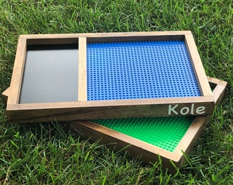 Building Block Tray Wooden, Works with All Major Plastic Block
