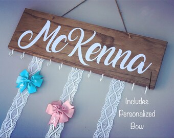 Personalized Bow & Headband Holder, Baby Girl Nursery Decor