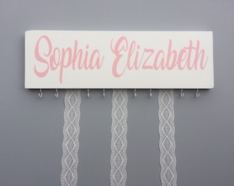 Personalized Hair Bow & Headband Holder – Baby Girl Nursery Decor
