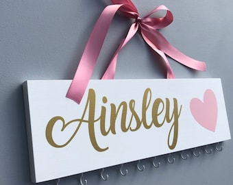 Personalized Headband Holder – Baby Girl Nursery Decor, Bow Organizer