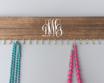 Monogrammed Necklace Holder – Personalized Jewelry Organizer, Bridesmaid Gift