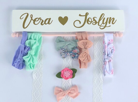 RusticInspiredGoods Personalized Bow & Headband Holder with Personalized Bow