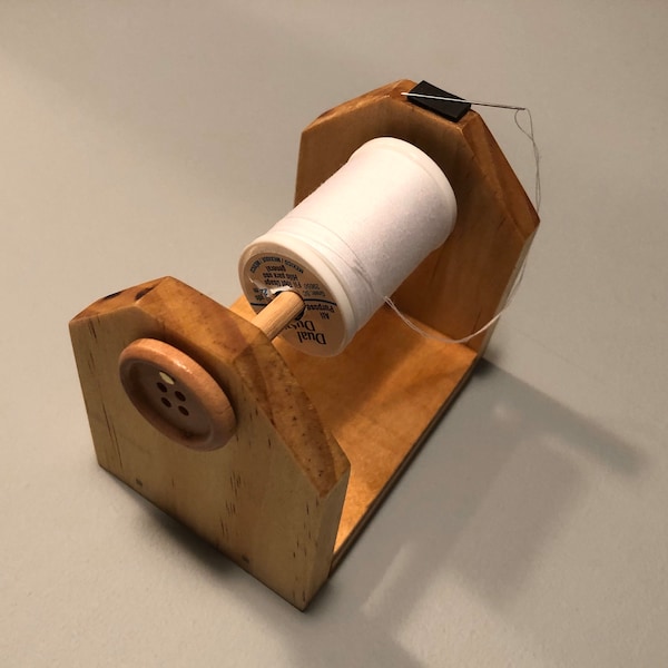 Wooden Thread Holder with Needle Magnet – Quilting & Sewing Accessory