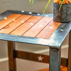 End Table Steel with wood center