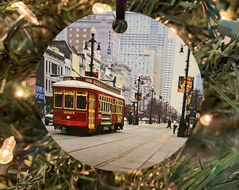 Canal Street Streetcar, Mardi Gras Ornament, New Orleans Ornament, Christmas Ornament, New Orleans Keepsake, Canal St. Streetcar,