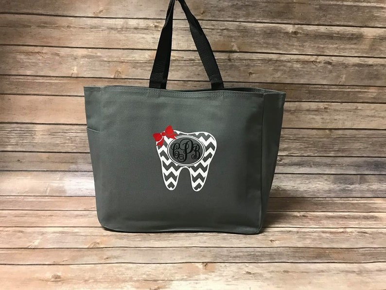 Monogram Tooth Dental Tote Bag Dental Bag Dental Assistant Etsy