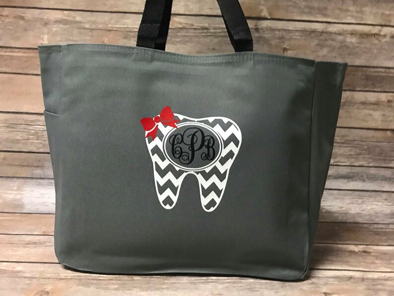 Monogram Tooth Dental Tote Bag Dental Bag Dental Assistant Etsy