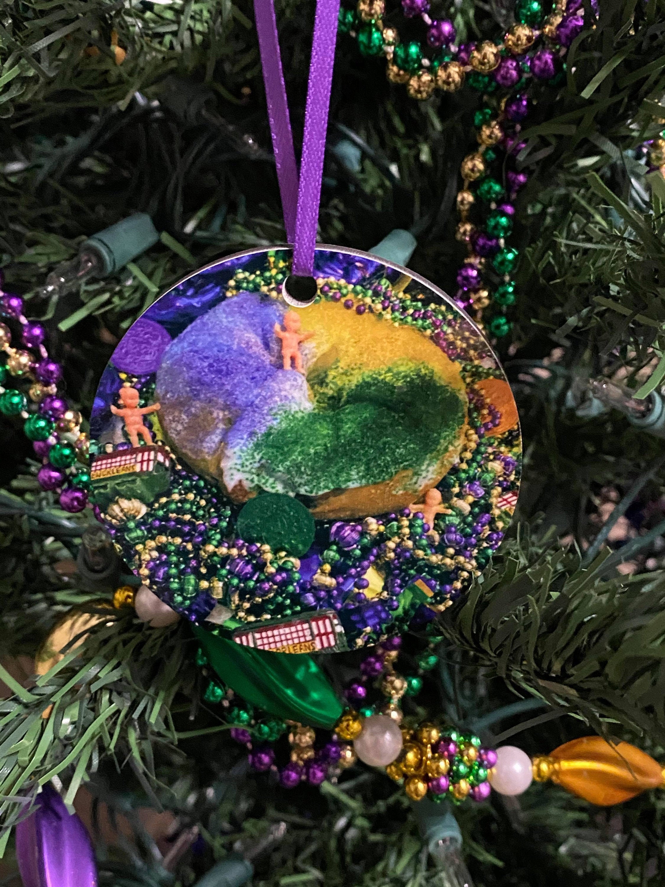 King Cake Ornament, Mardi Gras Ornament, New Orleans Ornament