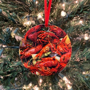 Mardi Gras Ornament, CRAWFISH, New Orleans Ornament, Christmas Ornament, New Orleans Keepsake, Crawfish Ornament, Cajun Ornament