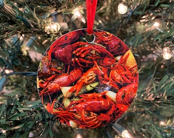 Mardi Gras Ornament, CRAWFISH, New Orleans Ornament, Christmas Ornament, New Orleans Keepsake, Crawfish Ornament, Cajun Ornament