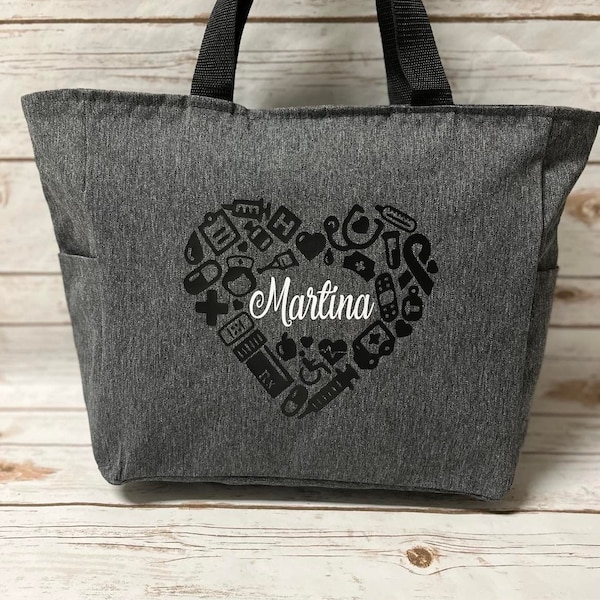 Nursing tote Heart , RN, LPN,  Registered Nurse bag, Nurse bookbag, Nursing Gift, medical bag, nurse bag