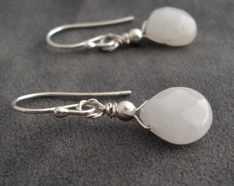 White Jade Earrings, Gemstone Earrings For Women