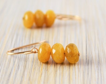 Yellow Agate Earrings, Simple Everyday Crystal Earrings, Mothers Day Gift, Handmade Gemstone Jewelry, Gifts For Her