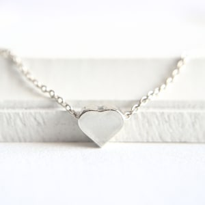 Small Silver Heart Necklace, Minimalist Layering Necklace, Mother&#39;s Day Gift, Valentine&#39;s Day Gift, Gift For Her