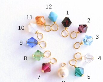 Swarovski Crystal Birthstone Charm: Gold-Filled or Sterling Silver, 6mm