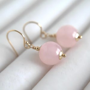 Rose Quartz Earrings, Blush Pink Gemstone Earrings, Gift For Her