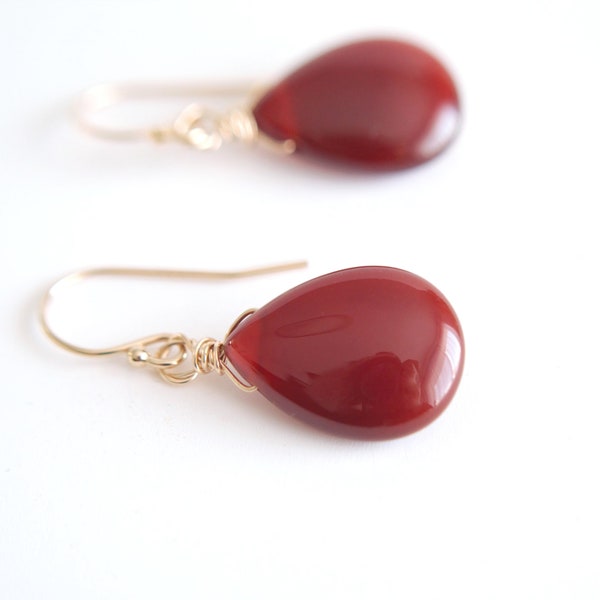 Red Agate Teardrop Earrings, Burnt Orange Agate Jewelry, Mothers Day Gift, Gifts For Her