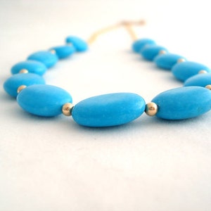 Big Turquoise Necklace, December Birthstone Jewelry, Blue Necklaces For Women, 11th Wedding Anniversary gift For Wife