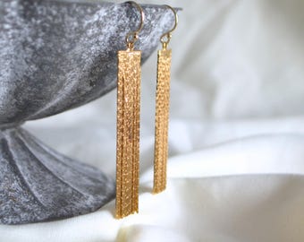 Gold Tassel Earrings: Long Fringe Chain Earrings