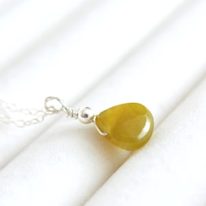 Green Jade Necklace, Teardrop Jade Necklace