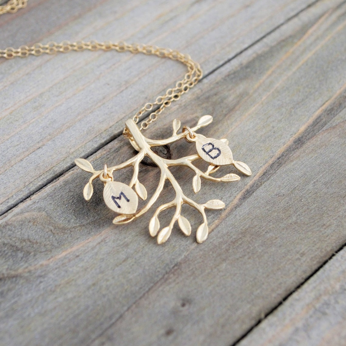 Personalized Gold Family Tree Necklace With Custom Initial Etsy