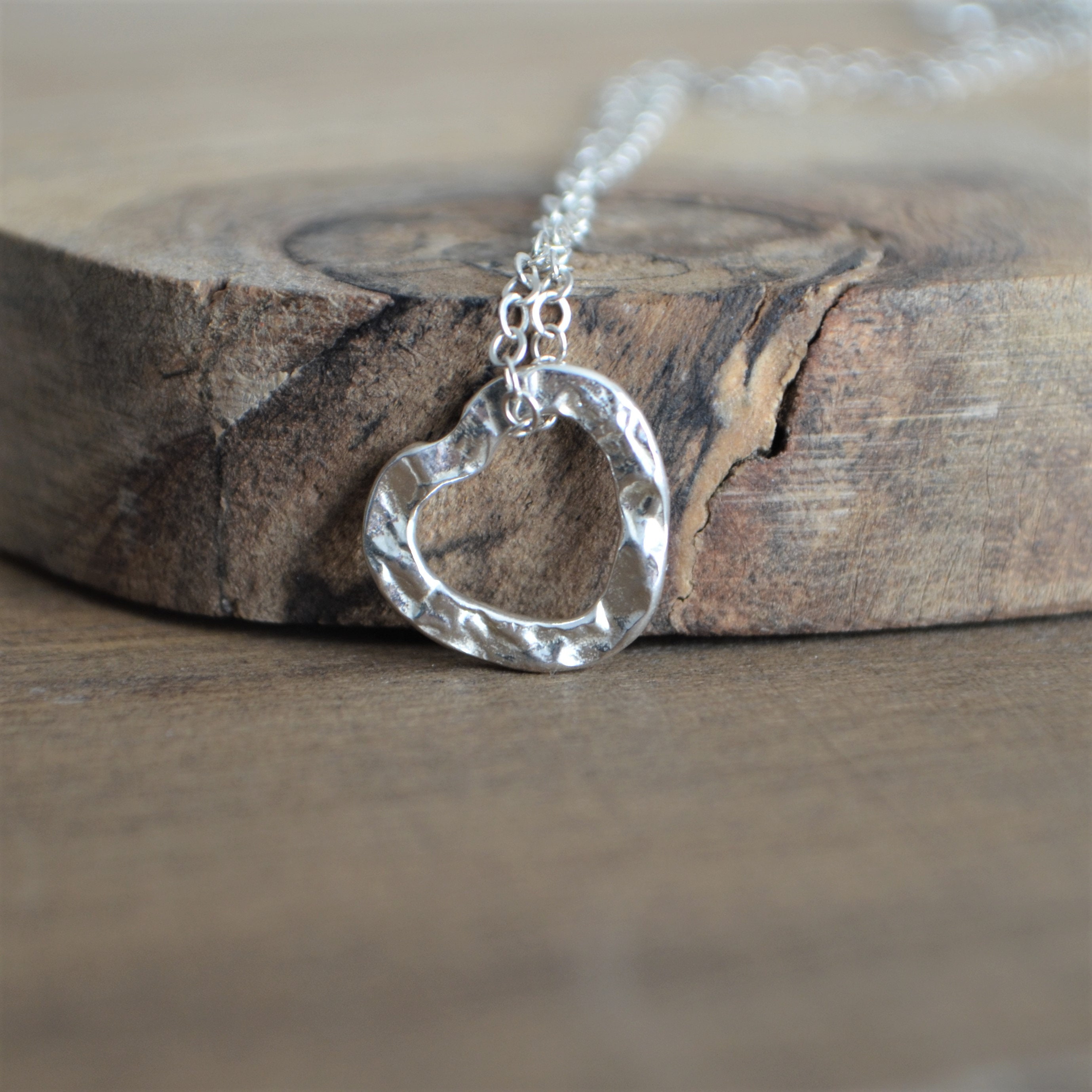 Hammered cheap heart necklace