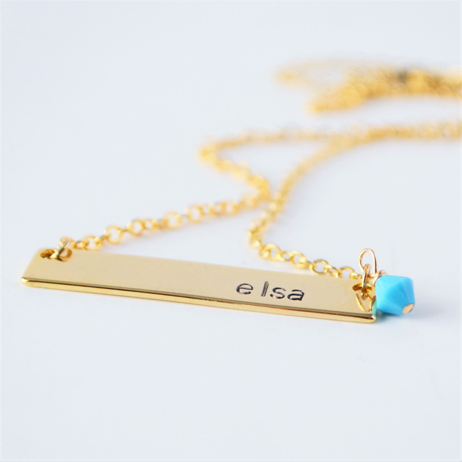 Personalized Name Plate Necklace Engraved Gold Bar Necklace Etsy