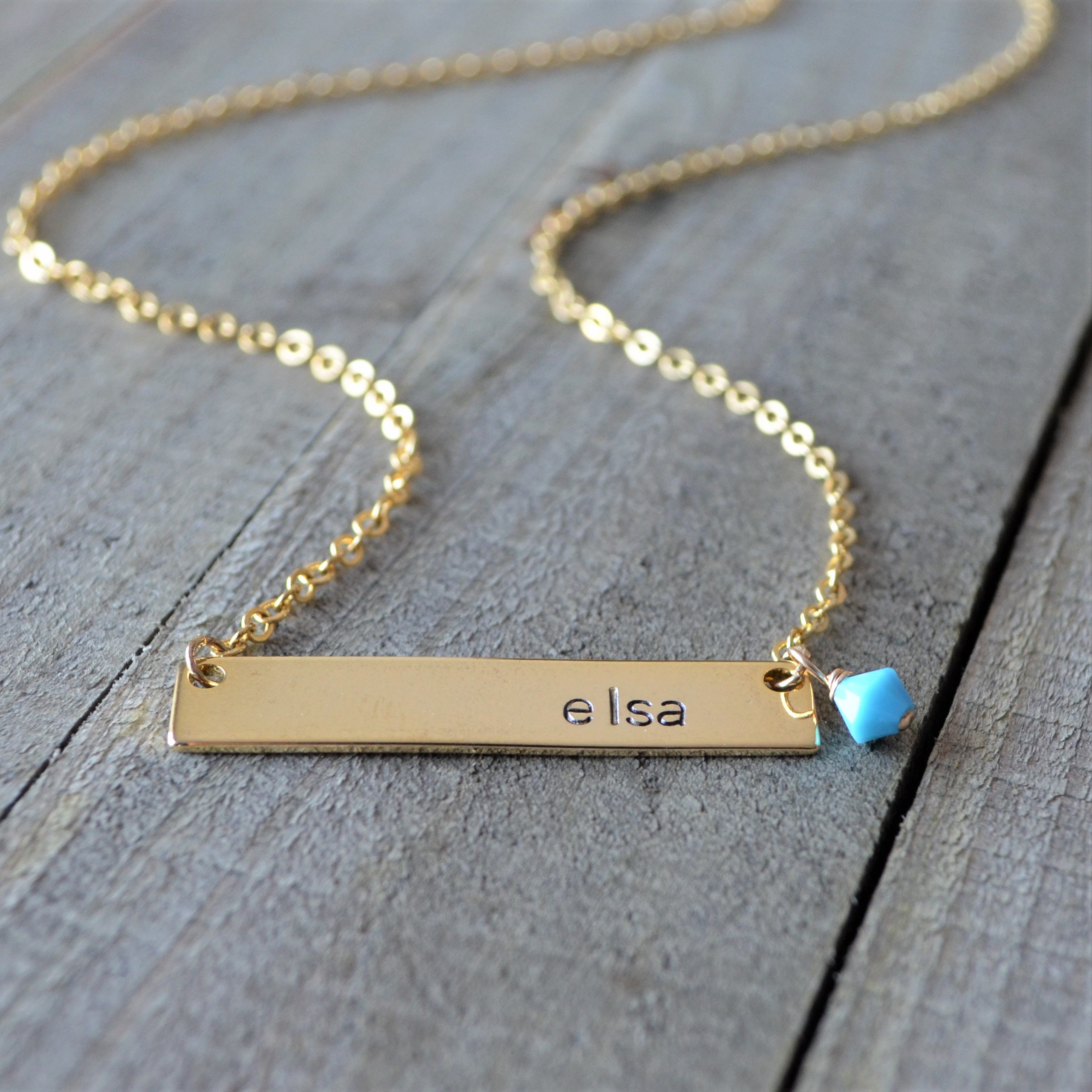 Personalized Name Plate Necklace Engraved Gold Bar Necklace Etsy
